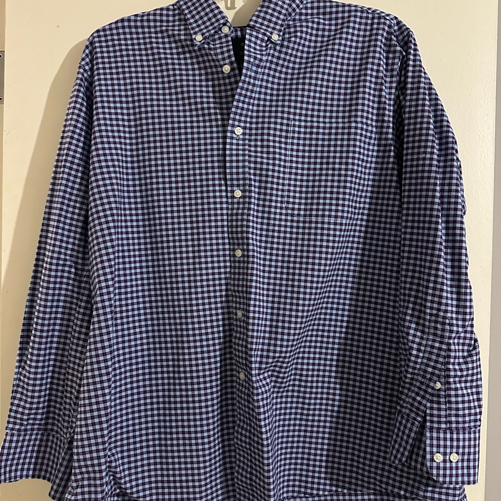 Men's Navy Checkered Button Down Shirt